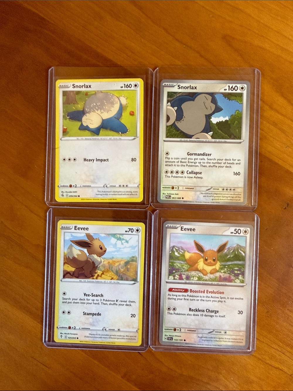 Pokemon Snorlax & Eevee Card Set with Yellow Accents